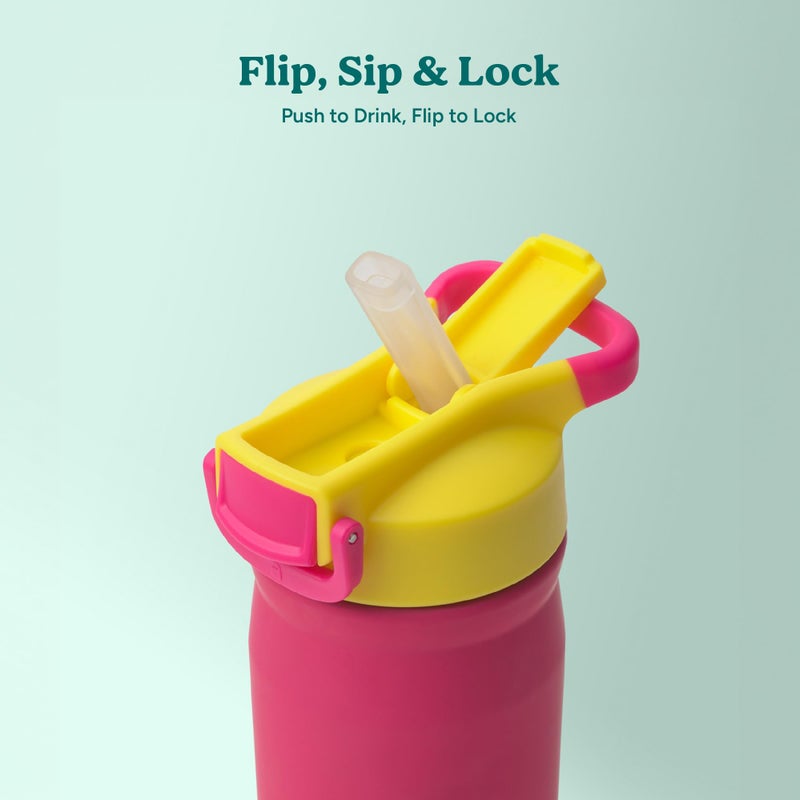 Reduce Hydrate Pro Kids 14oz Stainless Steel Insulated Water Bottle w/Straw â€“ Spill Proof Tumbler for Kids â€“ 30 Hour Cold Retention â€“ Dishwasher Safe Leak-Proof Design - Abstract Flowers - Image 5