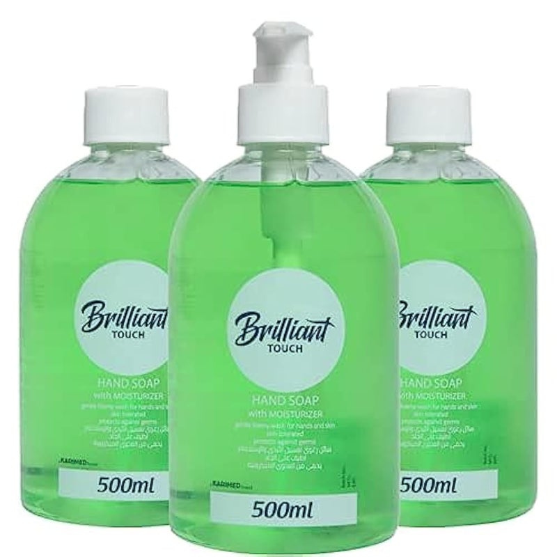 Brilliant Touch Hand Wash 3 Pcs. With Moisturizer 500ML GREEN