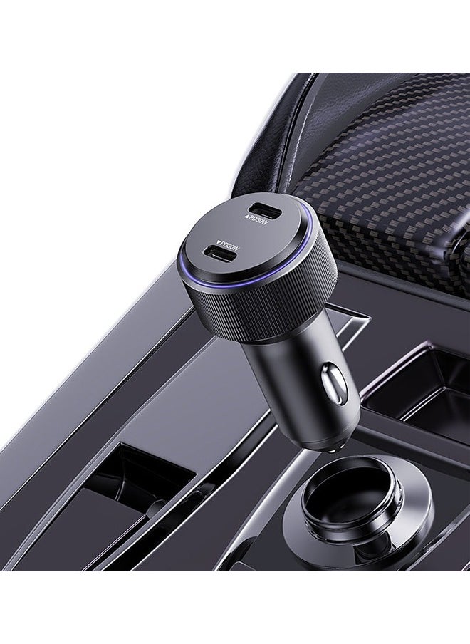 NIPUDUN Fast Car Charger PD 60W Dual USB C Ports Fast Charging Car Power Adapter  - Image 3