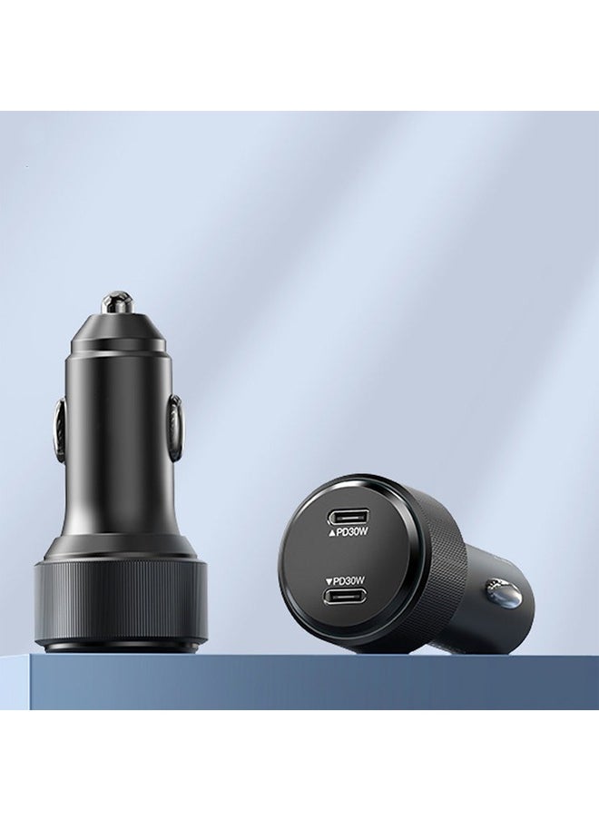 NIPUDUN Fast Car Charger PD 60W Dual USB C Ports Fast Charging Car Power Adapter  - Image 2