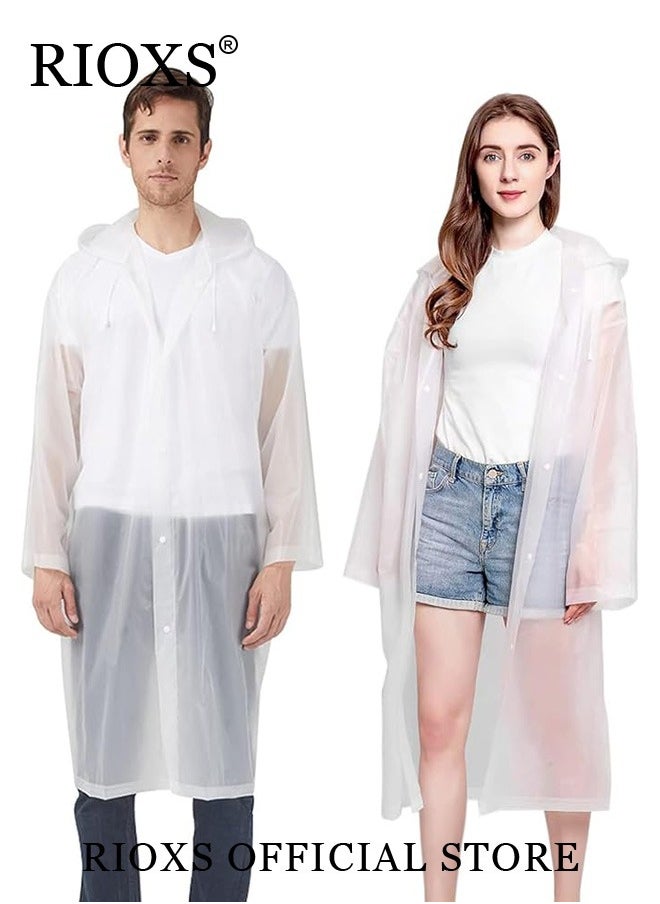 RIOXS - 3 Pcs Adults Men And Women Waterproof Raincoat Portable Eva Long Rain Ponchos With Hoods Elastic Sleeves Lightweight Rainwear Cape Reusable For Outdoor Cycling Hiking Camping Climbing - Image 1