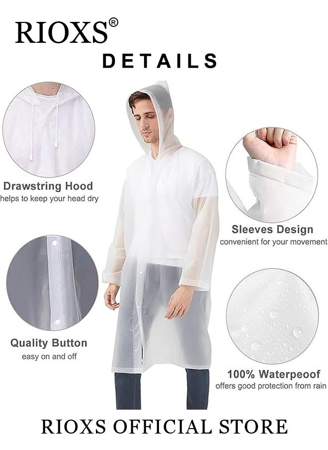 RIOXS - 3 Pcs Adults Men And Women Waterproof Raincoat Portable Eva Long Rain Ponchos With Hoods Elastic Sleeves Lightweight Rainwear Cape Reusable For Outdoor Cycling Hiking Camping Climbing - Image 1