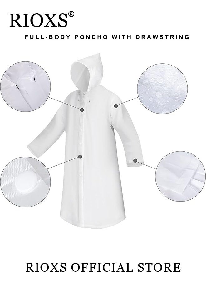 RIOXS - 3 Pcs Adults Men And Women Waterproof Raincoat Portable Eva Long Rain Ponchos With Hoods Elastic Sleeves Lightweight Rainwear Cape Reusable For Outdoor Cycling Hiking Camping Climbing - Image 1