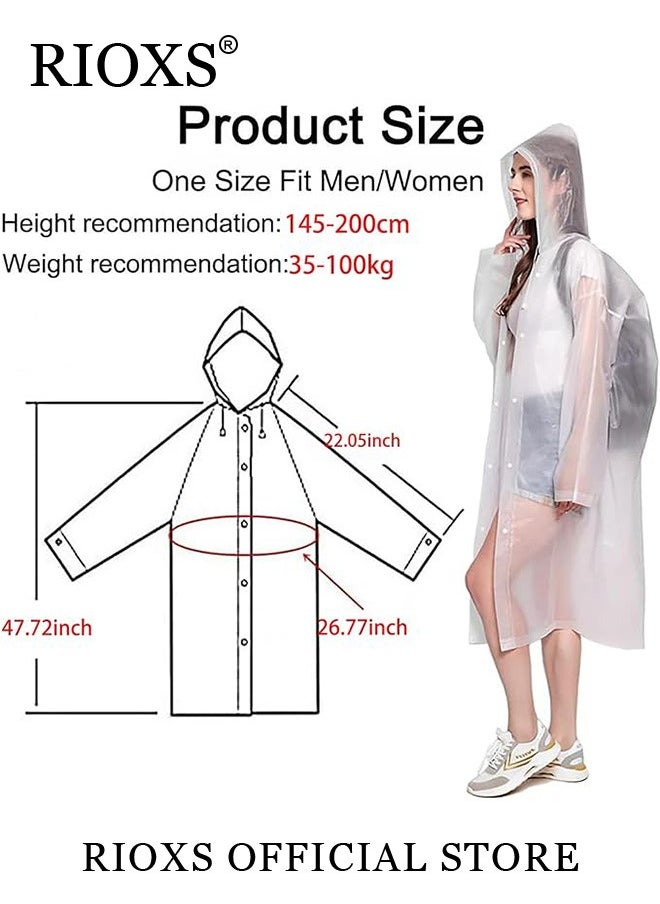 RIOXS - 3 Pcs Adults Men And Women Waterproof Raincoat Portable Eva Long Rain Ponchos With Hoods Elastic Sleeves Lightweight Rainwear Cape Reusable For Outdoor Cycling Hiking Camping Climbing - Image 1