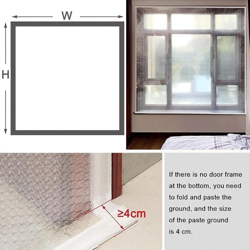 Window thermal insulation film set, cold-proof and transparent model, sound insulation and dust-proof sealing type, universal for doors and windows (100x100cm) 4.2 meters Velcro, white hemming - Image 3