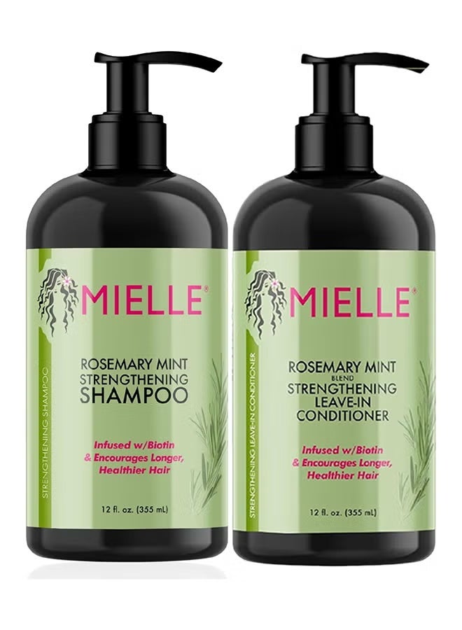 MIELLE Rosemary Mint Hair Strengthening Set - Shampoo And Conditioner 355ml 710m - Image 1