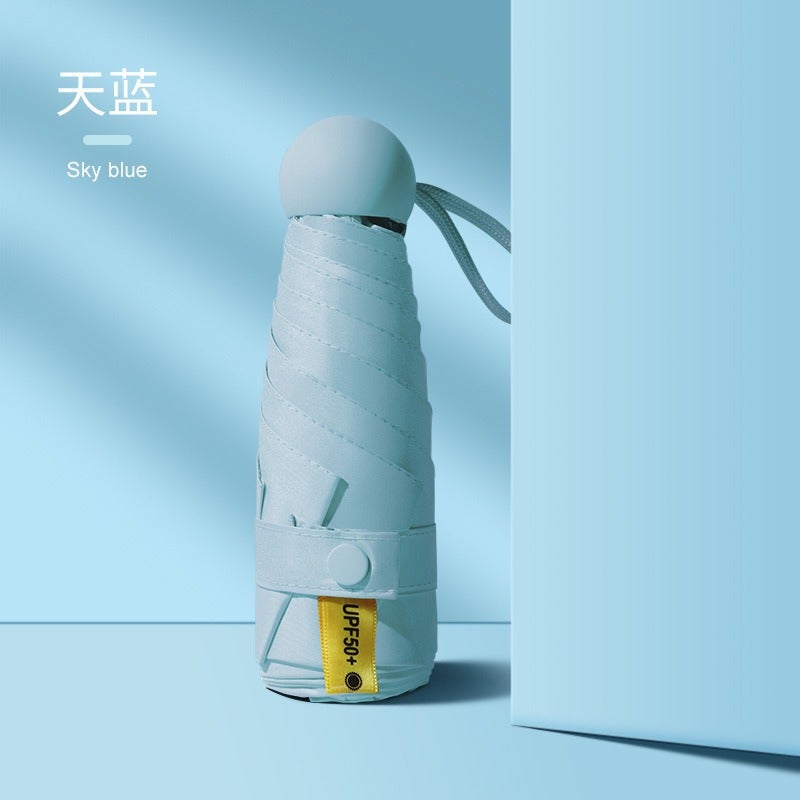 Color Block Folding Umbrella UV Protection Sky blue (cloth cover packaging)