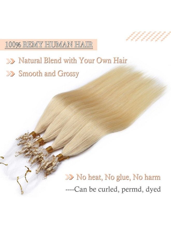 SEGO - Micro Links Hair Extensions 18 Inch 50G 100% Human Hair Balayage Micro Beads Fish Line I Tip Prebonded Extensions Seamless Loop Hand Tied Hair For Women Platinum Blonde - Image 1