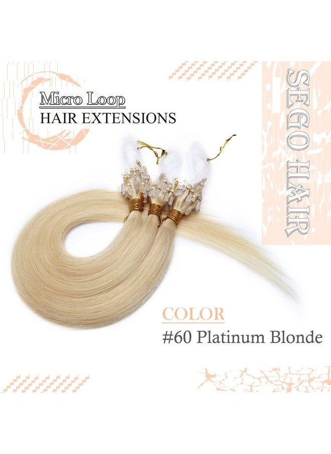 SEGO - Micro Links Hair Extensions 18 Inch 50G 100% Human Hair Balayage Micro Beads Fish Line I Tip Prebonded Extensions Seamless Loop Hand Tied Hair For Women Platinum Blonde - Image 1