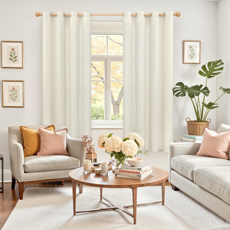 YoungsTex Natural Linen Curtains 63 Inch Length 2 Panels for Living Room, Light Filtering Drapes Semi Sheer with Grommet No See Through Privacy for Bedroom, 52 X 63 Inch - Image 2
