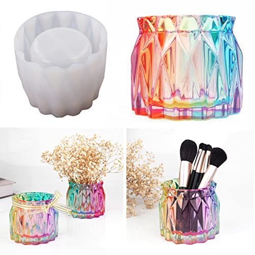 Anktily Dried Flowers Vase Concrete Flower Pot Silicone Mold Succulent Plants Cement Plaster Clay Mold Candle Jar/Pen Container/Makeup Brush Storage Mould - Image 3