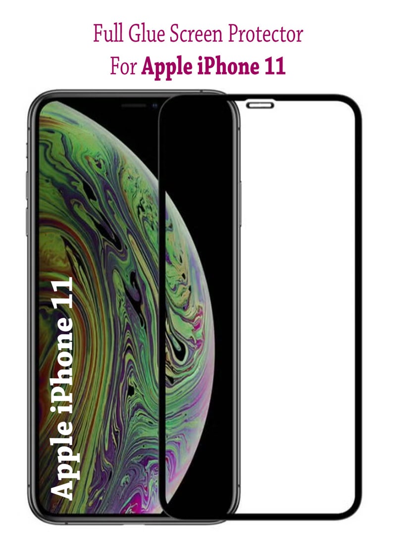 واقي شاشة زجاجي مقوى لهاتف Apple iPhone 11 - أسود - Image 1