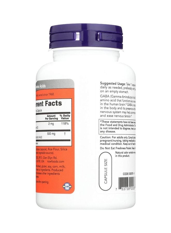 now Gaba Dietary Supplement 500 mg - 100 Veg Capsules - Image 2