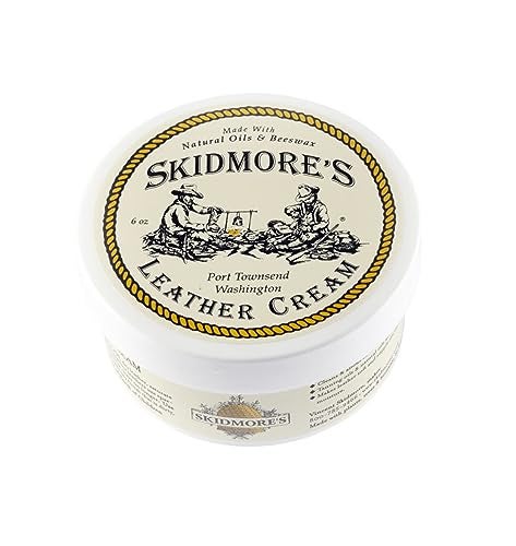 Skidmores Original Leather Cream 100 Natural Non Toxic Water Repellent Formula is a Cleaner and Conditioner Repair a Horse Saddle Riding Boots Jacket Gloves Chaps Shoes Belt 6 Oz