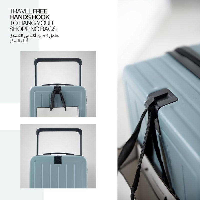 TEREPLUS® 20-inch Carry On Luggage Travel Suitcase with USB Port, Silent Wheels, and Cup Holder - Steel Blue - Image 5