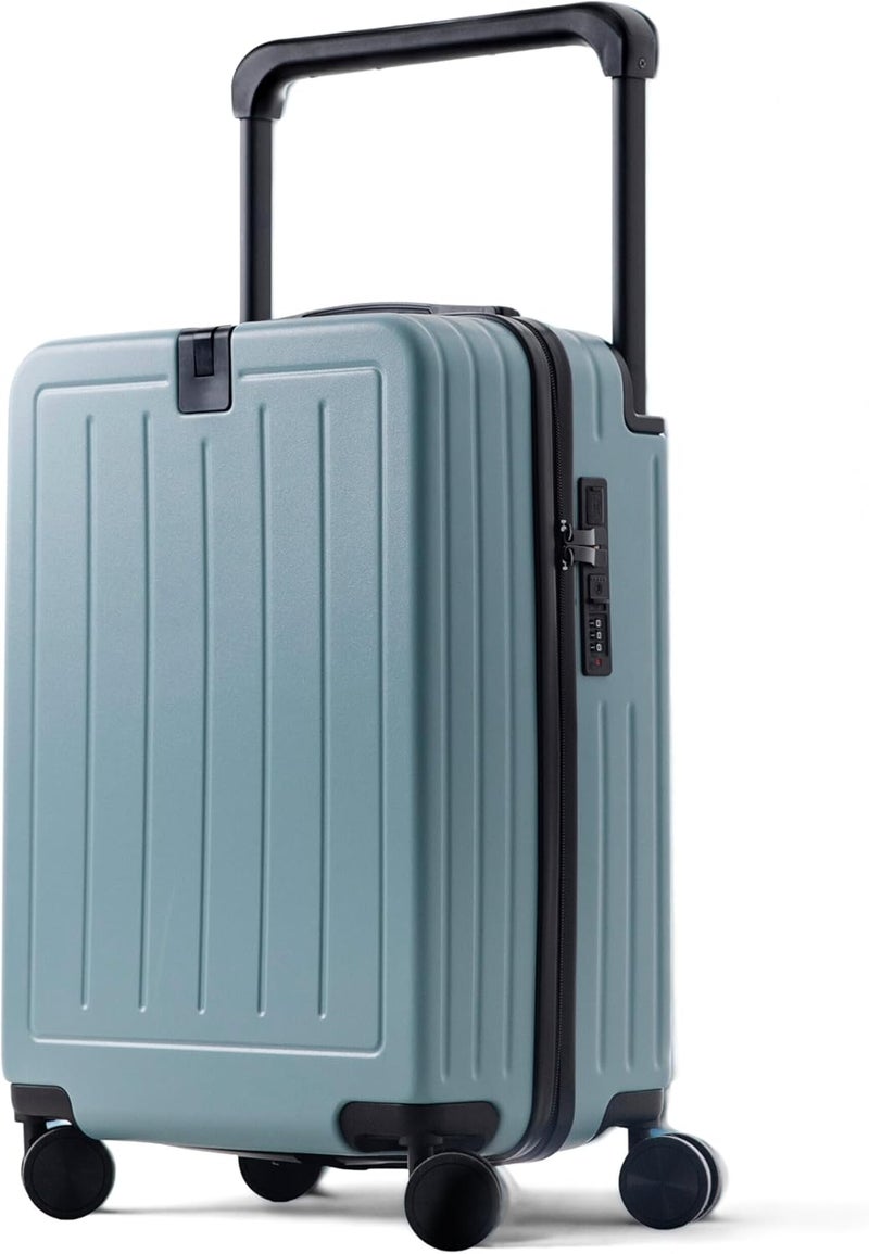 TEREPLUS® 20-inch Carry On Luggage Travel Suitcase with USB Port, Silent Wheels, and Cup Holder - Steel Blue - Image 1