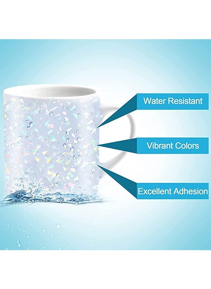 SUNBIRD SUNBIRD Holographic Adhesive Vinyl Silver Glass Broken Flower Patterned Vinyl Roll Silver Glass Broken Flower Patterned Permanent Vinyl Roll 12 X 48 Inch  - Image 2