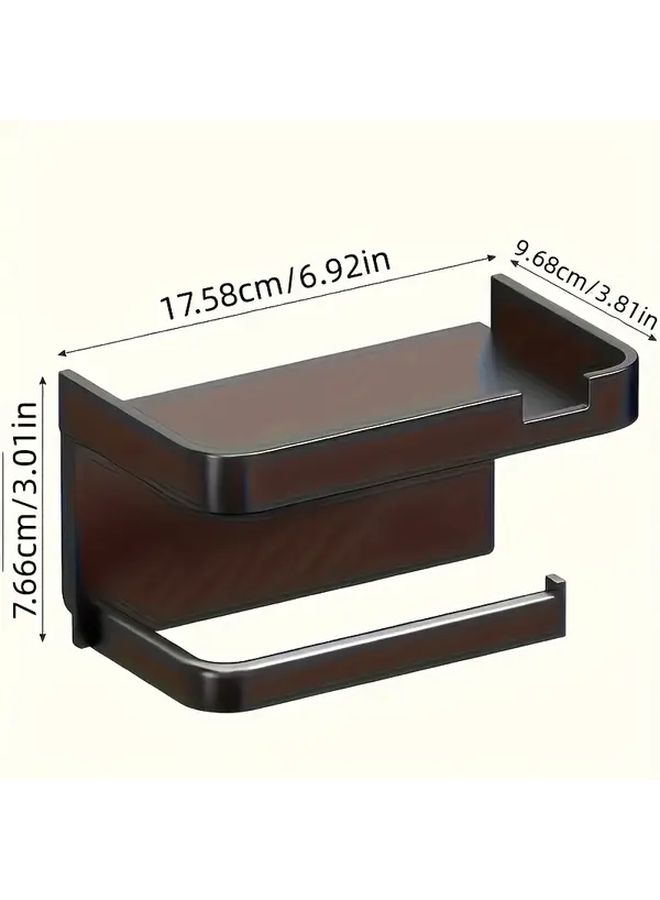 Xinyao Black Self Adhesive 2 In 1 Toilet Paper Holder Phone Stand No Drill Wall Mount Shelf - Image 2
