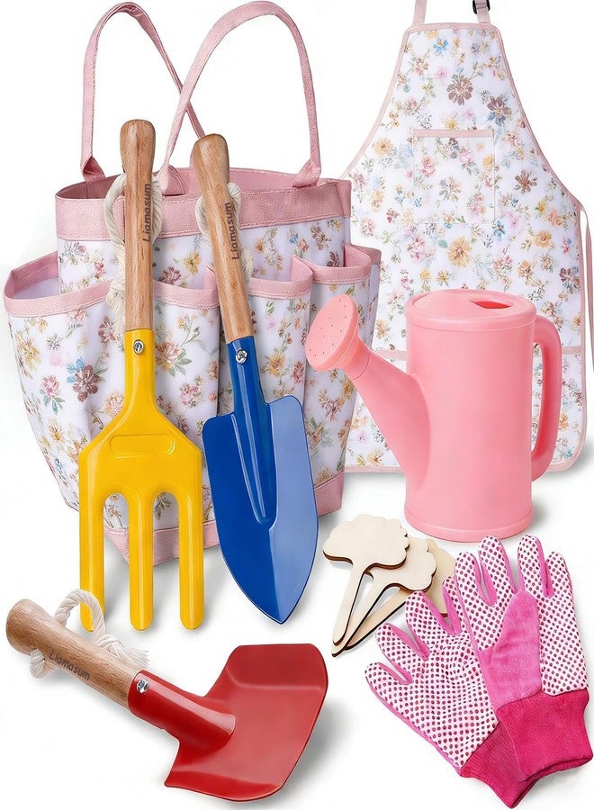 مجموعة أدوات البستنة للأطفال الصغار، تتضمن مئزرًا وحقيبة حمل، ومجرفة، وشوكة، ومجرفة يدوية، وقفازات، ألعاب بستنة خارجية، هدايا عيد الفصح للأطفال من سن 3 إلى 10 سنوات - Image 1