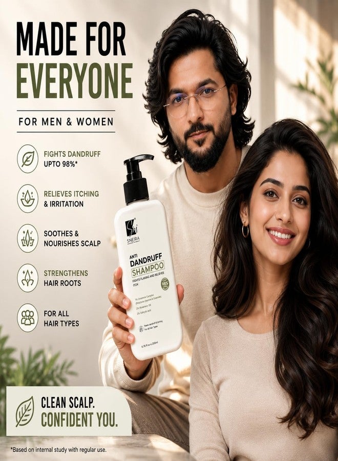 SNEIRA Anti-Dandruff Shampoo 200 ml, 2% Rosemary Oil, 2% Salicylic Acid, 1% Ceramide Complex (Piroctone Olamine) Reduces Upto 98% Dandruff Helps With Itching For All Hair Type, Paraben-Sulphate Free - Image 4