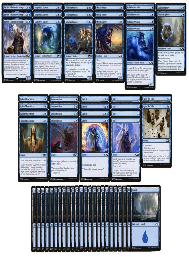 Magic The Gathering Blue Control Introductory Deck - Starter Deck - Mono Blue - Modern Legal - Custom Built - MTG - 60 Card!