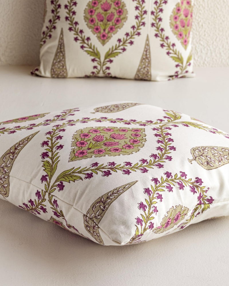 Clasiko Premium Cotton Decorative Throw Cushion Covers for Sofa Living Room ; Set of 5; 22x22 Inches; Spring Petals - Image 3