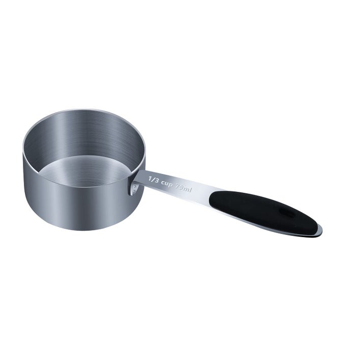 1PCS 13CUP 79ML 27OZ SINGLE MEASURING CUP WITH BLACK SILICONE GRIP STAINLESS STEEL INDIVIDUAL MEASURE SCOOP ONLY