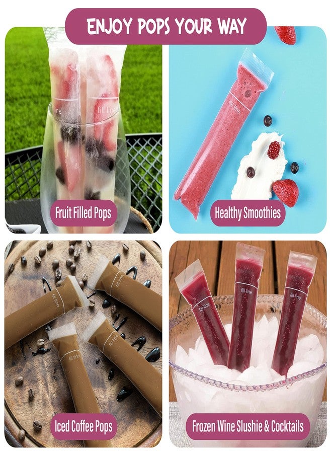 Frozip 125 Disposable Ice Popsicle Mold Bags| BPA Free Freezer Tubes With Zip Seals | For Healthy Snacks, Yogurt Sticks, Juice & Fruit Smoothies, Ice Candy Pops| Comes With A Funnel (8x2") - Image 5