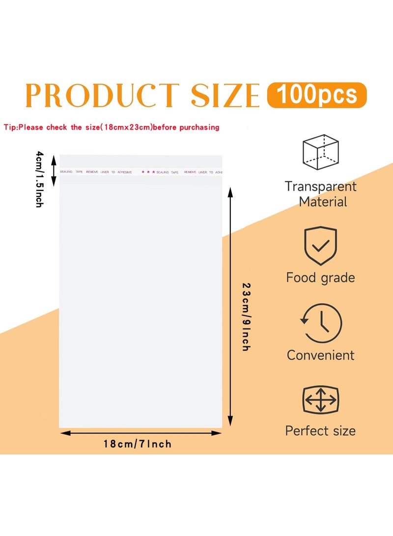 نيونيكس 100 كيس سيلوفان شفاف قابل لإعادة الغلق من السيلوفان لأكياس الوجبات الخفيفة لتعبئة البسكويت والهدايا والمنتجات، 7 × 9 بوصة (18*23 سم) - Image 2