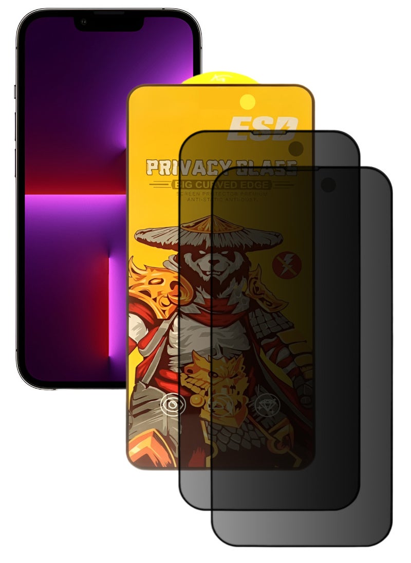 ESD 2 Pieces Tempered Dustproof Privacy Glass Screen Protector Compatible For iPhone 13 Pro Max - Image 1