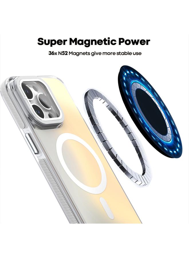 S-TOP Case For iPhone 15 MagSafe Gradient Color Lens Film Phone Case with Lens Fold Holder - Image 3