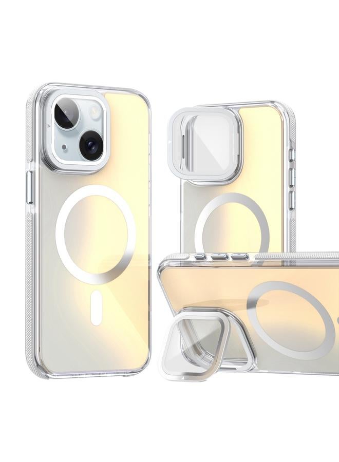 S-TOP Case For iPhone 15 MagSafe Gradient Color Lens Film Phone Case with Lens Fold Holder - Image 1