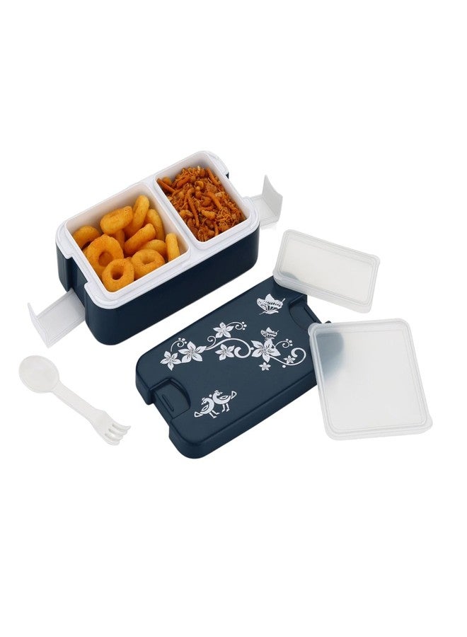 zingware Airtight Lunch Box 2 Compartment Lunch Box Leak Proof Food Grade Material Lunch Box Modern Appearance & Compact Lunch Box with Spoon - Image 3