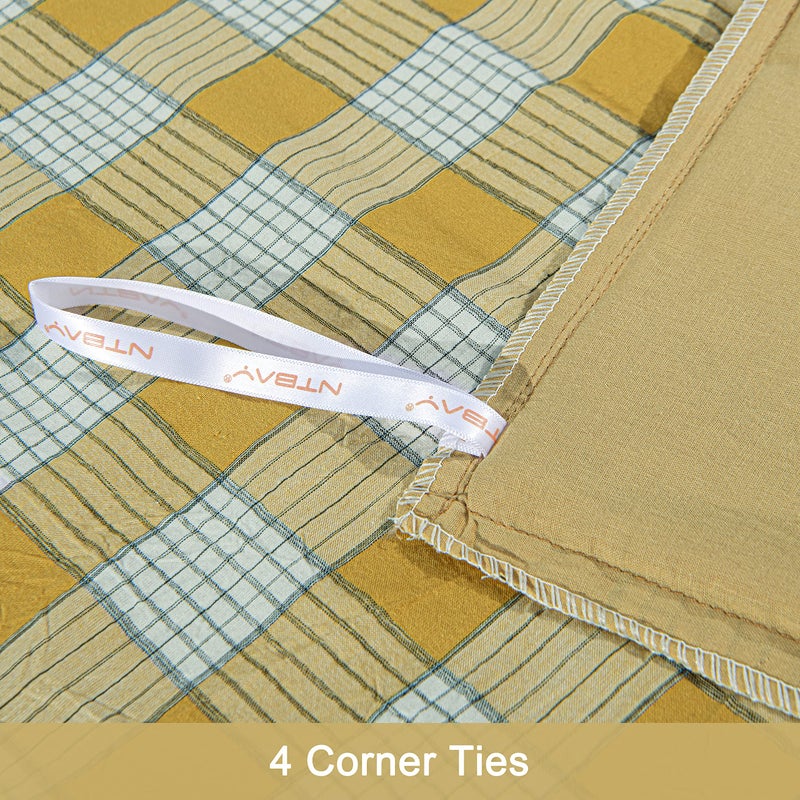 NTBAY Washed Cotton Queen (90"x90") Ruffled Duvet Cover Set, 3 Pieces (1 Duvet Cover + 2 Pillow Shams) Ultra Soft and Breathable Comforter Cover Set with Zipper Closure, Yellow Checkered - Image 5