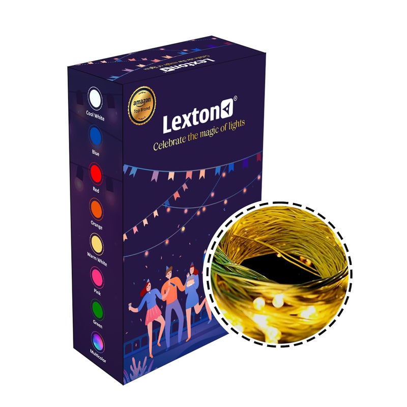 Lexton Lexton 10 Meter Decorative LED String Light Plug Sourced for Indoor Outdoor Decorations Warm White Pack of 1  - Image 1