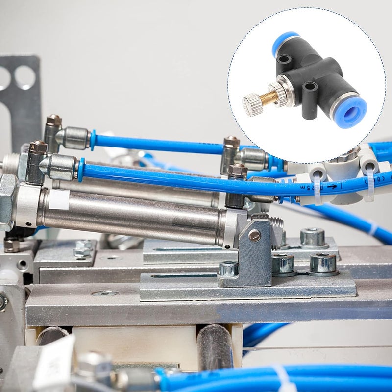 كلاراكو صمام التحكم في تدفق الهواء، 5 قطع وحدة تحكم في تدفق السرعة المضمنة، أنبوب 1/4 بوصة، قطر خارجي، خانق بلمسة واحدة، محول موصل هوائي، وصلة تركيبات هواء (أسود) - Image 3