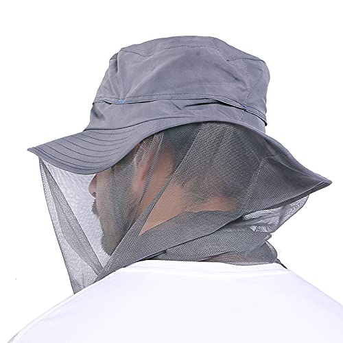Venterior Head Net Hat - Safari Hat Sun Hat Bucket Hat Fishing Hat with Netting Net Mesh for Men/Women Dark Gray - Image 2