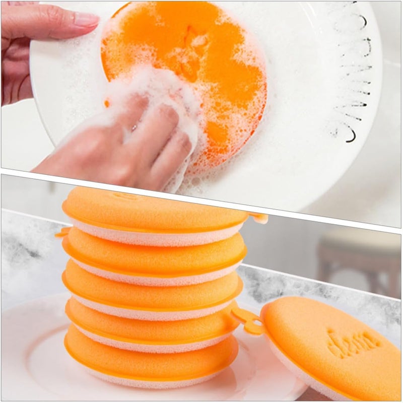 SHERCHPRY 5pcs Dual-Sided Dishwashing Sponges for Kitchen Cleaning, Non-Stick Oil Scrub Pads, Sturdy Household Dish Scrubbers for Plates and Pots - Image 4