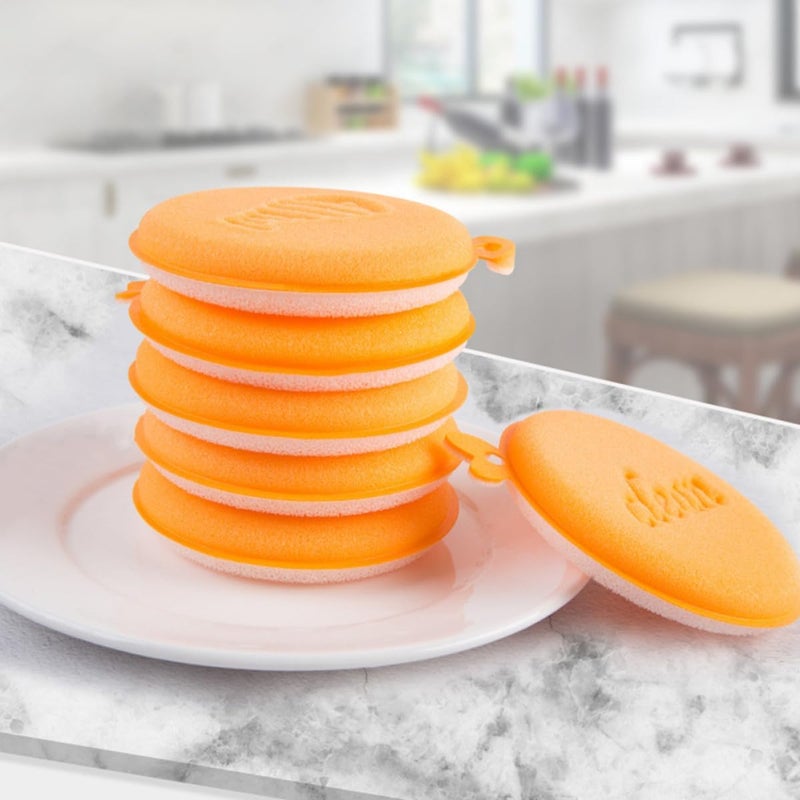 SHERCHPRY 5pcs Dual-Sided Dishwashing Sponges for Kitchen Cleaning, Non-Stick Oil Scrub Pads, Sturdy Household Dish Scrubbers for Plates and Pots - Image 5