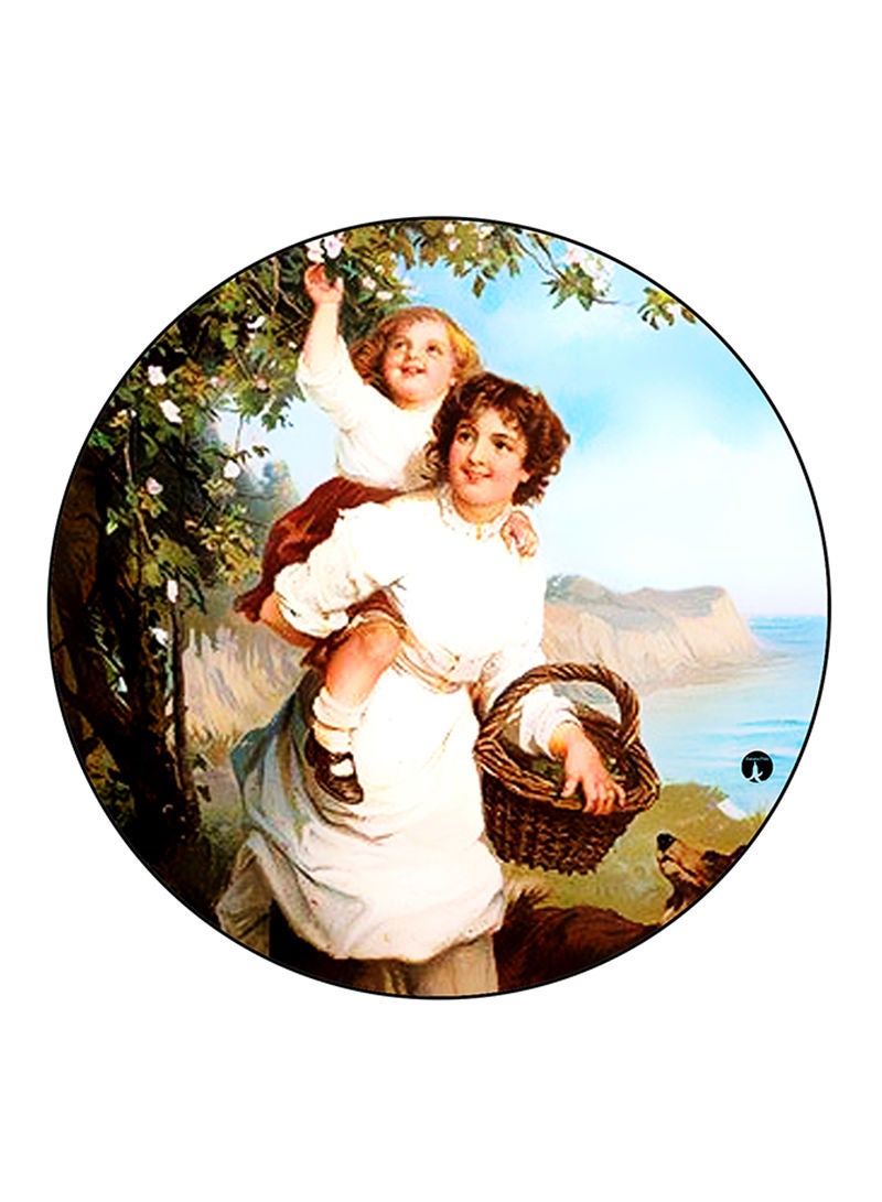 RKN Vintage Art Printed Mouse Pad  Round  Multicolour