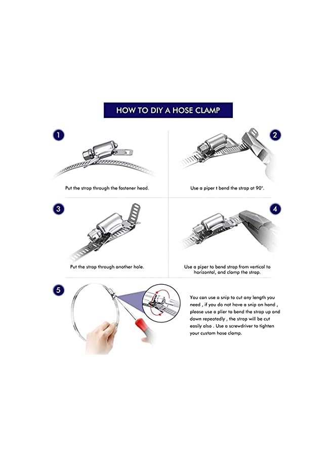 promass 8 Feet Hoses Clamps, Fasteners, Clamps Worm, Worm Clamps Stainless Steel, Large Hose Clamp Worm Drive Hose Clamps Adjustable Pipe Hose Clamp for Intercooler, Pipe, Tube and Fuel Line - Image 3