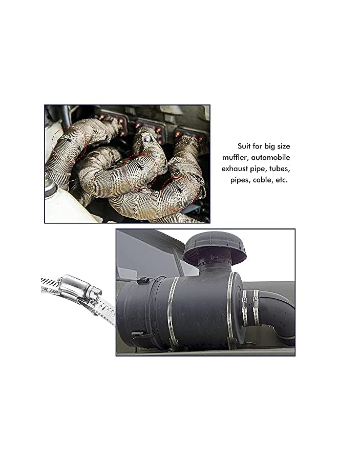 promass 8 Feet Hoses Clamps, Fasteners, Clamps Worm, Worm Clamps Stainless Steel, Large Hose Clamp Worm Drive Hose Clamps Adjustable Pipe Hose Clamp for Intercooler, Pipe, Tube and Fuel Line - Image 4