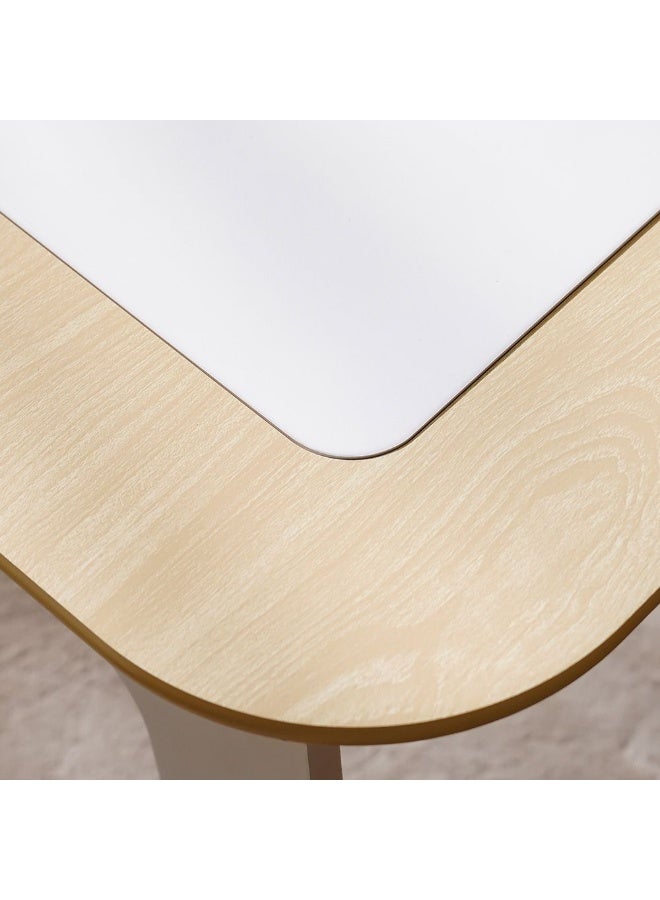 DANUBE HOME Kinder 1+2 Kids Table With Storage and Chair Set | Arts And Crafts Desk | Modern Wooden Kids Table Set For Nursery Room L60xW60xH49.5cm - White & Oak - Image 3