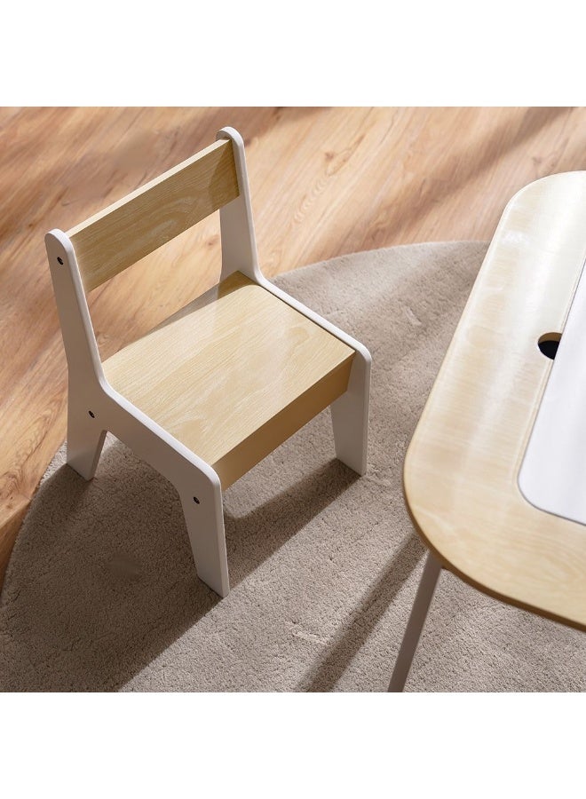 DANUBE HOME Kinder 1+2 Kids Table With Storage and Chair Set | Arts And Crafts Desk | Modern Wooden Kids Table Set For Nursery Room L60xW60xH49.5cm - White & Oak - Image 4