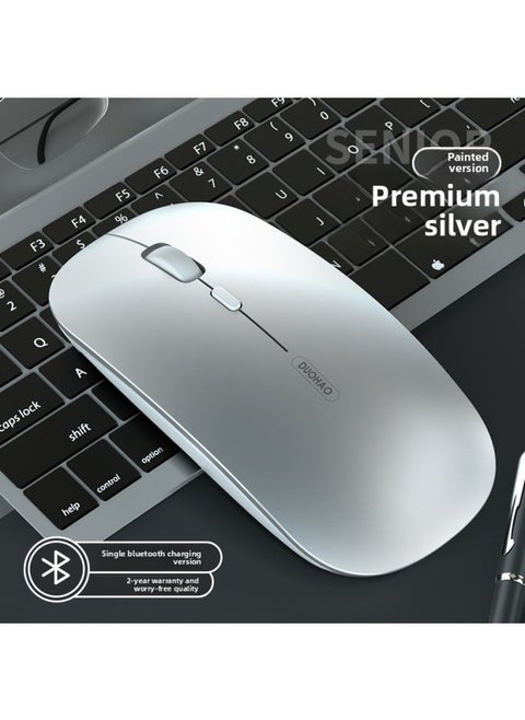 Bluetooth Wireless Mouse Rechargeable Mute Silent Notebook Desktop Home Office Game Unlimited 2.4g Mouse-Specifications:[Single Bluetooth Version/No Receiver] Advanced Silver-Mute Button-DPI Adjustment-Intelligent Sleep