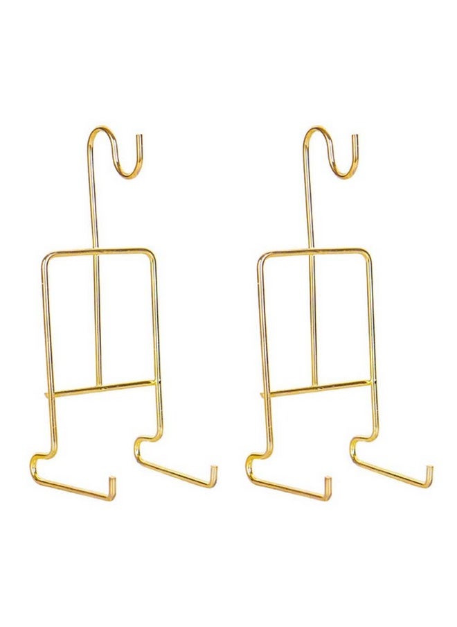 Teensery 2 Pcs Tea Cup and Saucer Stand Metal Teacup Display Easel Holder Desktop Coffee Mug Organizer Plate Storage Rack, Gold  - Image 1