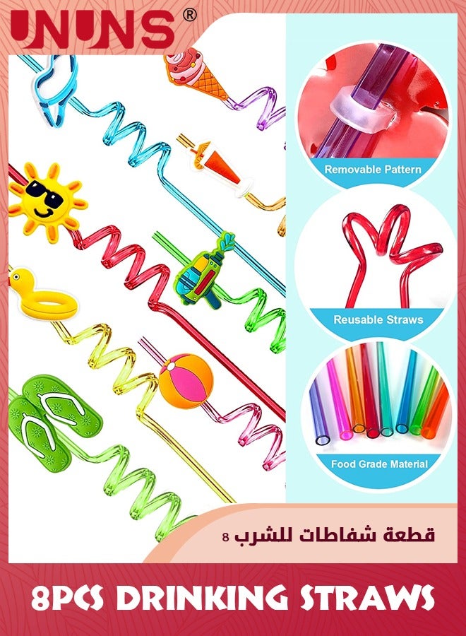 UNUNS 8 قطع من شفاطات الشرب على الشاطئ، لوازم حفلات أعياد الميلاد الصيفية لحفلات أعياد الميلاد والشاطئ - Image 3