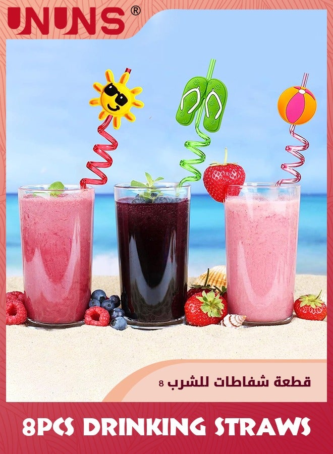 UNUNS 8 قطع من شفاطات الشرب على الشاطئ، لوازم حفلات أعياد الميلاد الصيفية لحفلات أعياد الميلاد والشاطئ - Image 5