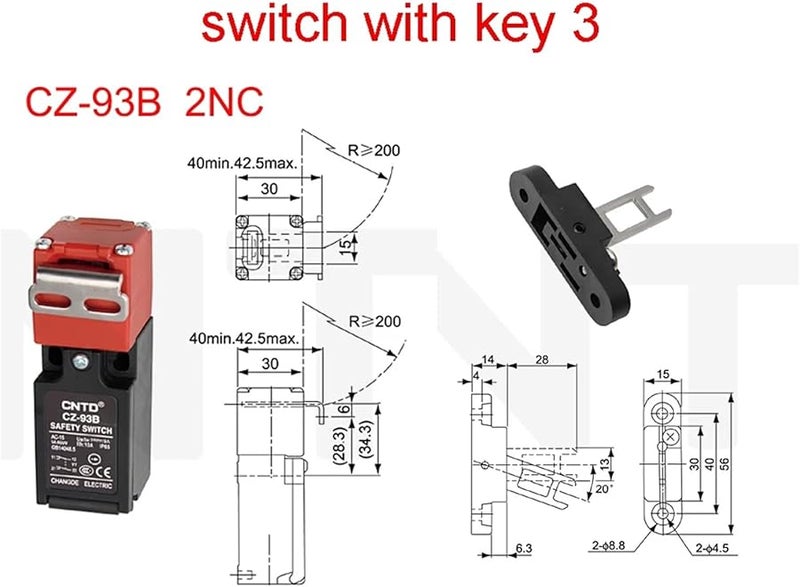 CZ93B مع مفتاح 3 مفتاح حد أمان الباب الصغير CZ 93B 2NC 3A CZ 93C NO NC - Image 1