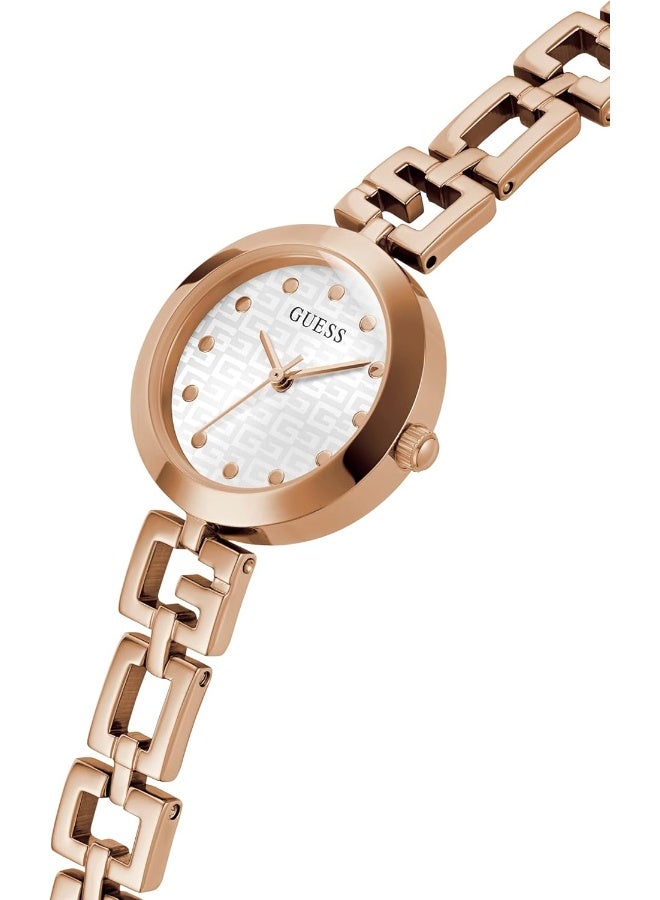 GUESS Ladies 26mm Watch - Rose Gold Tone Bracelet White Dial - Image 4